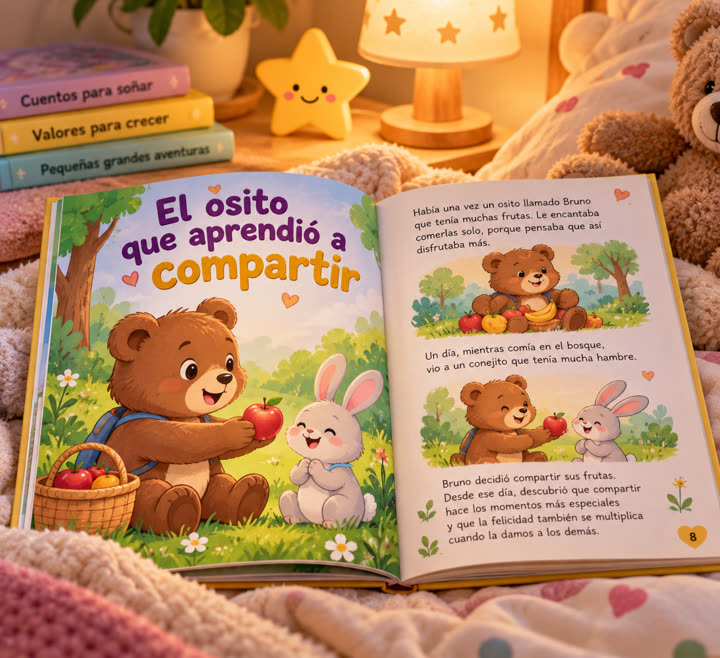 Cuento infantil abierto: El osito que aprendió a compartir