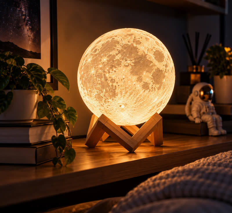 Lámpara de luna impresa en 3D